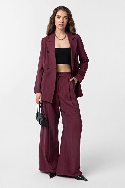 Antioch Bordo Kruvaze Kadın Blazer Ceket