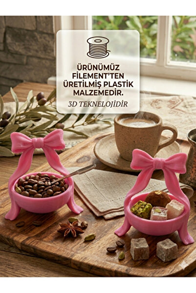 YSR HOME 2li Fiyonk Detaylı Lüks Kahve Yanı Sunumluk - Dekoratif Lokumluk & Ç...