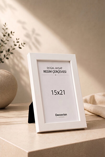 15x21 Photo Frame with Natural Wooden Modern Legs - White Desktop Frame - No Pictures