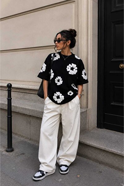 LOTS MODA TREND Baskılı Unısex Oversize tısort