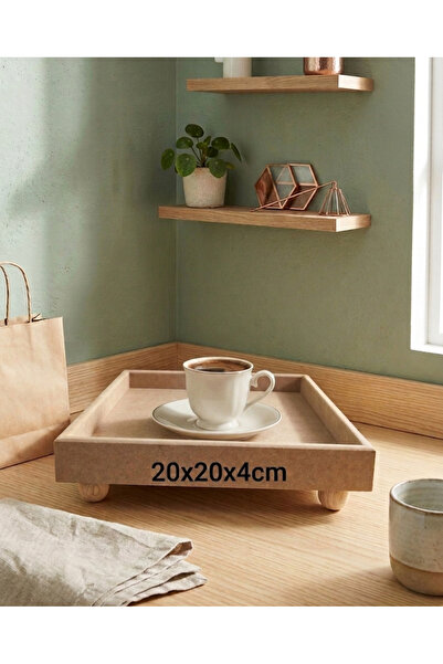 Home Ahşap-boyanabilir-ayaklı-dekoratif küçük boy Kare Sunumluk Tepsi