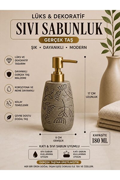 düzenya Çiçek desenli taş sıvı sabunluk