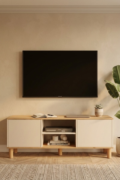 L'occi Concept Velora Tv Ünitesi Sehpası 160cm Bohem Raflı Kapaklı Sepet-Kaşm...