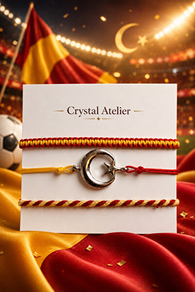 Crystal Atelier Sarı Kırmızı Ay Yıldız Taraftar Bileklik Seti