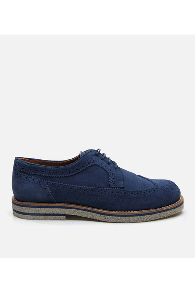 Hotiç Men's Leather Navy Blue Casual Shoes