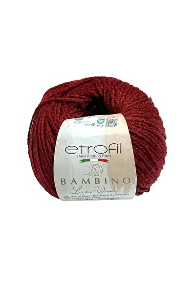 Etrofil Bambino Lux Koyu Bordo Yumuşak Örgü İpi %60 Merino Yünü %40 Akrilik 5...