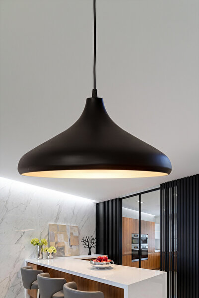Nova Single Black Metal Pendant (35 cm) Decorative Chandelier for Living Room, Kitchen & Cafe