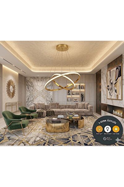 Lzy Avize Store Levent Luna 2’li Halka Modern Sarkıt LED Avize 3 Renk | Salon...
