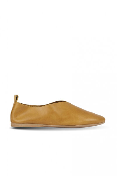 Bueno Shoes Balerini plati de damă din piele galbenă 01wn0702