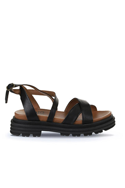 Bueno Shoes Sandale cu toc pentru femei din piele neagră Khv 01wy8305
