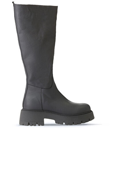 Bueno Shoes Cizme plate de damă din piele gri 01wv3109