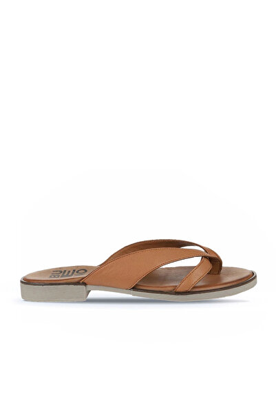 Bueno Shoes Papuci plati pentru femei din piele maronie 01wy2507