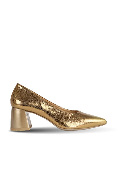 Bueno Shoes Pantofi cu toc de damă din piele strălucitoare bronz 01we5801