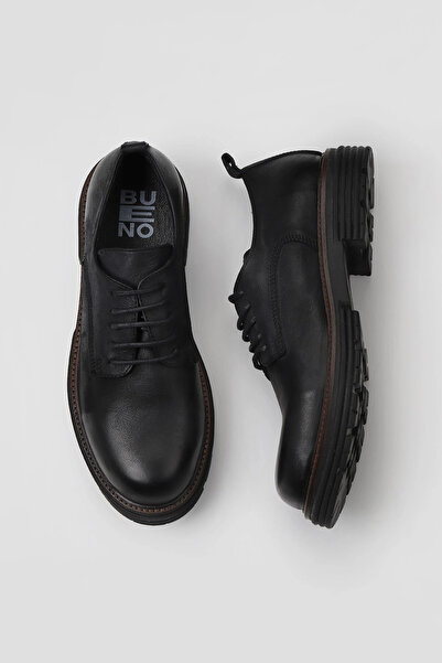 Bueno Shoes Men's Black Roman Leather Flat Shoes - 01mv9500