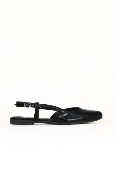 Bueno Shoes Sandale de damă din piele lacuită neagră 01we2904
