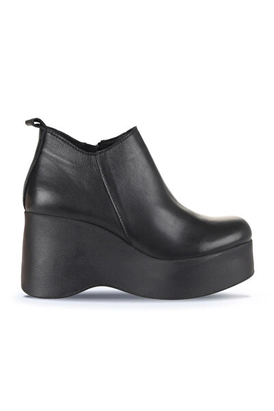 Bueno Shoes Black Leather Women's Wedge Heeled Boots 01Wz8603