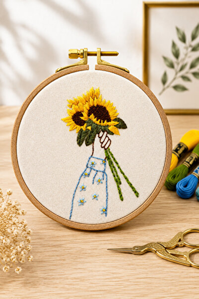 DEAR HOME Sunflower Nakış Kasnak Pano