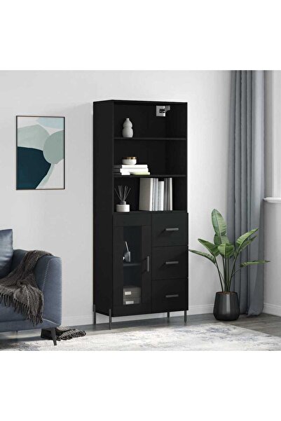 Concept Dulap înalt, negru, 69,5x34x180 cm, lemn compozit