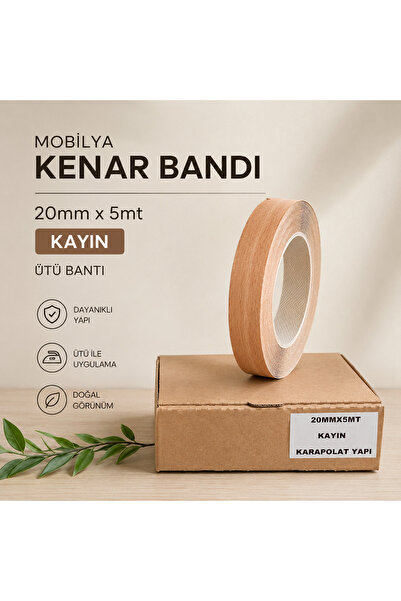 KarapolatYapı Mobilya Kenar Bantı Kayın 20mmx5mt Ütü Bandı