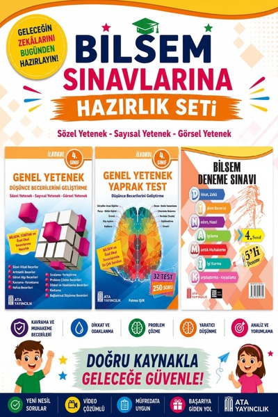 Ata Yayıncılık Ata 4.sınıf Bilsem Sınavlarına Hazırlık Kitabı+5 Li Deneme Sınavı