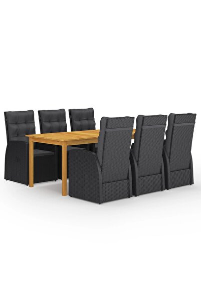 Concept Set mobilier pentru grădină, 7 piese, negru