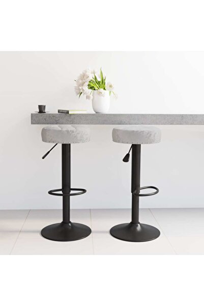 Concept Scaune de bar, 2 buc., gri , catifea