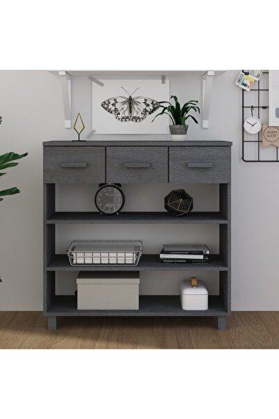 Concept Măsuţă consolă, gri închis, 90x35x90 cm, lemn masiv de pin