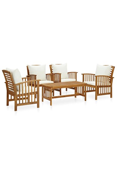Concept Set mobilier de grădină cu perne, 5 piese, lemn masiv de acacia