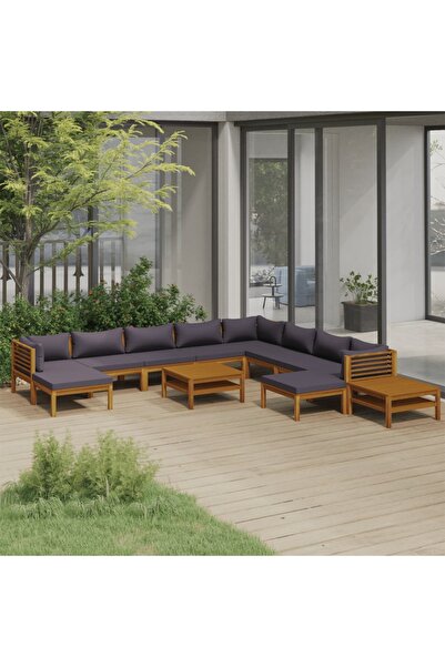 Concept Set mobilier de grădină cu perne, 12 piese, lemn masiv acacia
