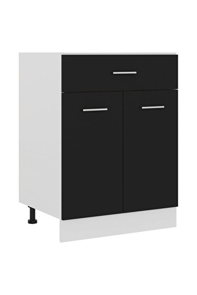 Concept Dulap inferior cu sertar, negru, 60 x 46 x 81,5 cm, PAL