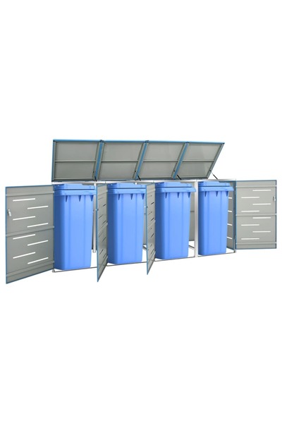 Concept Magazie pentru patru pubele 276,5x77,5x115,5 cm oțel inoxidabil