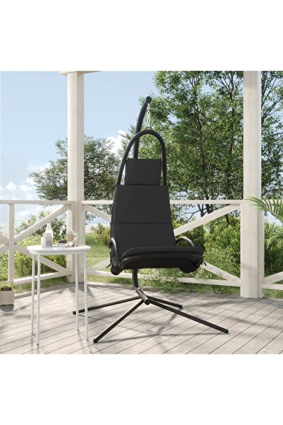 Concept Scaun balansoar grădină cu pernă gri închis, textil oxford/oțel