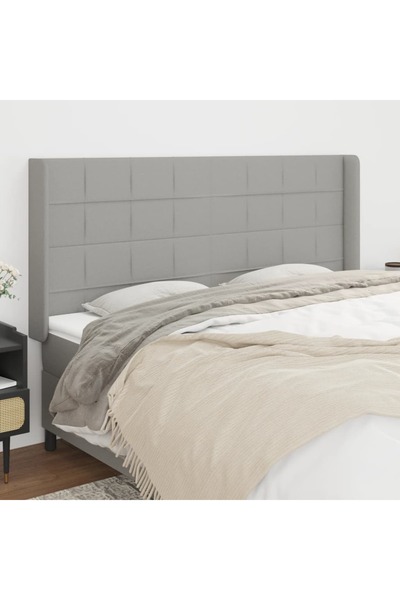 Concept Tăblie de pat cu aripioare gri deschis 183x16x118/128 cm textil
