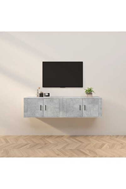 Concept Dulapuri TV montate pe perete, 2 buc., gri beton, 80x34,5x40 cm