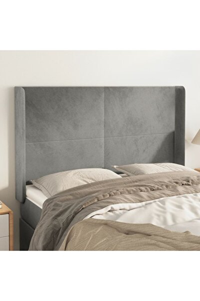 Concept Tăblie de pat cu aripioare gri deschis 147x16x118/128cm catifea