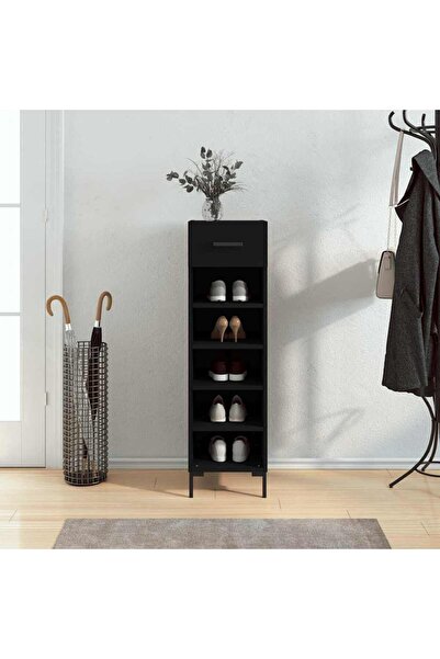 Concept Pantofar, negru, 30x35x105 cm, lemn compozit