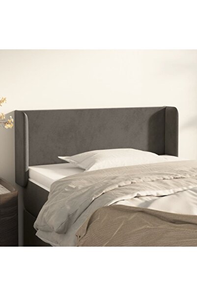 Concept Tăblie de pat cu aripioare gri închis 83x16x78/88 cm catifea
