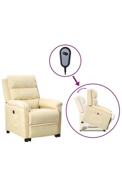 Concept Fotoliu rabatabil cu ridicare, crem, material textil
