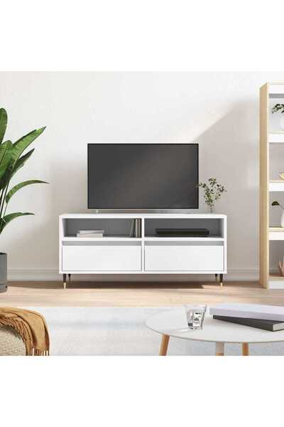 Concept Comodă TV, alb, 100x34,5x44,5 cm, lemn prelucrat