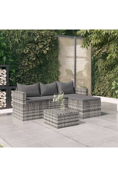 Concept Set mobilier de grădină cu perne, 3 piese, gri, poliratan