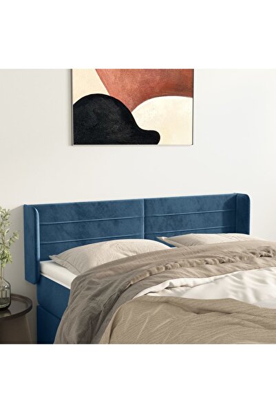 Concept Tăblie pat cu aripioare albastru închis 147x16x78/88 cm catifea