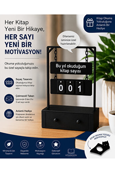 ENC Tasarım Kitap Okuma Sayacı – Dekoratif Okuma Takip Aparatı | Kitaplık & K...