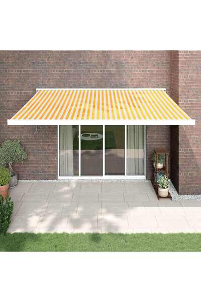 Concept Copertină retractabilă, galben/alb, 4,5x3 m, textil/aluminiu