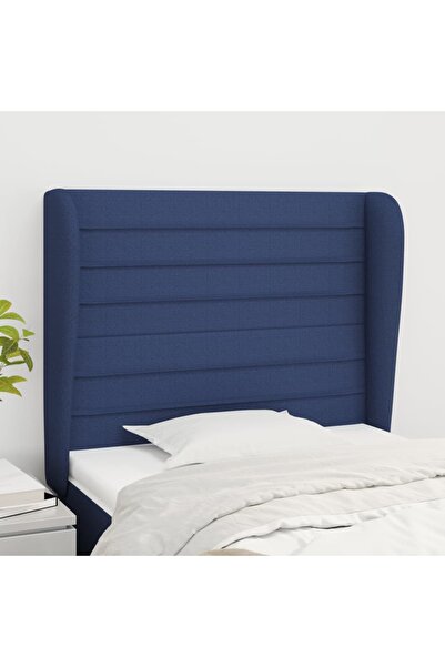 Concept Tăblie de pat cu aripioare, albastru, 83x23x118/128 cm, textil