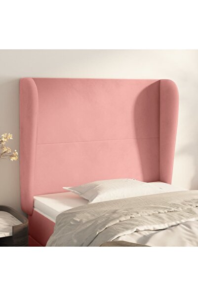 Concept Tăblie de pat cu aripioare, roz, 103x23x118/128 cm, catifea