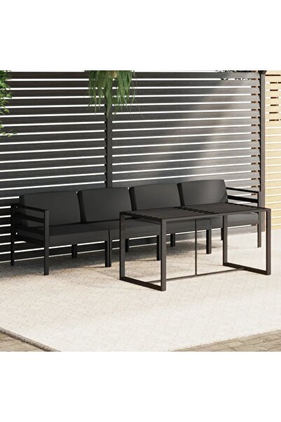 Concept Set mobilier de grădină cu perne, 5 piese, antracit, aluminiu