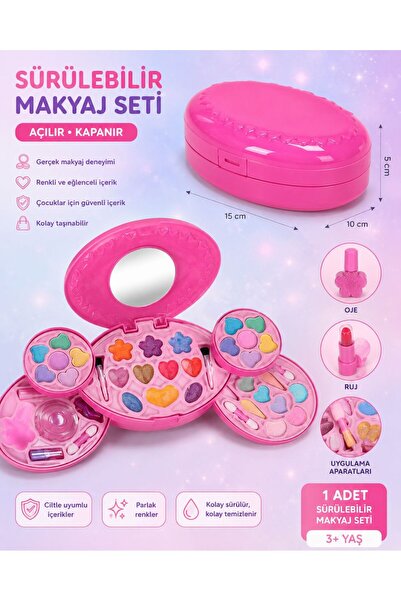 Eyeshadow Buckle Nail Polish Spreadable Pretty Pinky 3 Tier Pink Bag Makeup Household Beauty Set