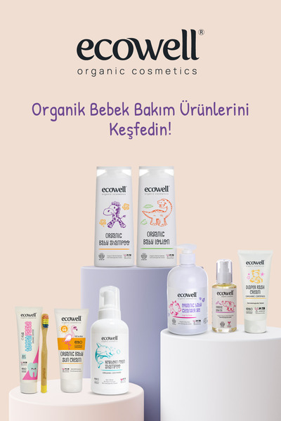 Ecowell Organik Pişik Kremi, Vegan Sertifikalı, Yenidoğan Çinko Krem, Nemlendirici, Tahriş Önleyici 110gr