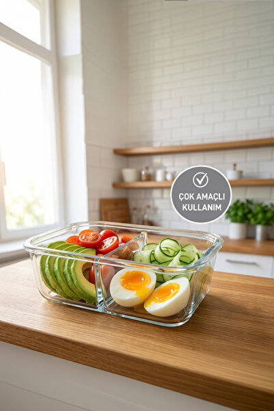 SELKA HOME Sofia 700 ML. 2 Bölmeli Cam Saklama Kabı