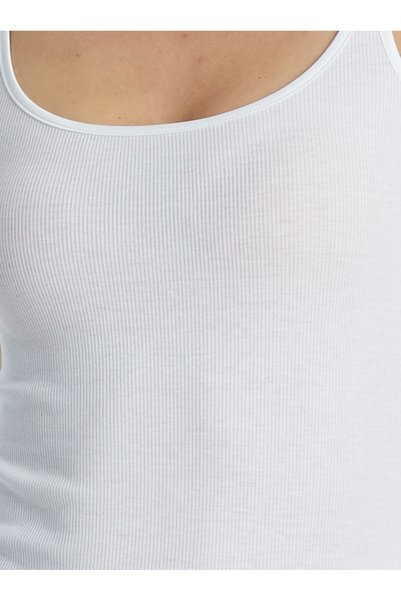 Blackspade Kadın Atlet Fine Rib 1615 - Beyaz